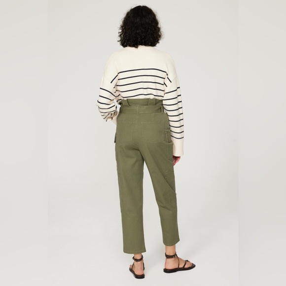 Marissa Webb Green Paper Bag Vintage Wash Pants Size 12 - Picture 3 of 10